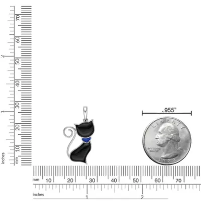 3.6 ct. t.w. Black Onyx Cat Pendant Necklace in Sterling Silver