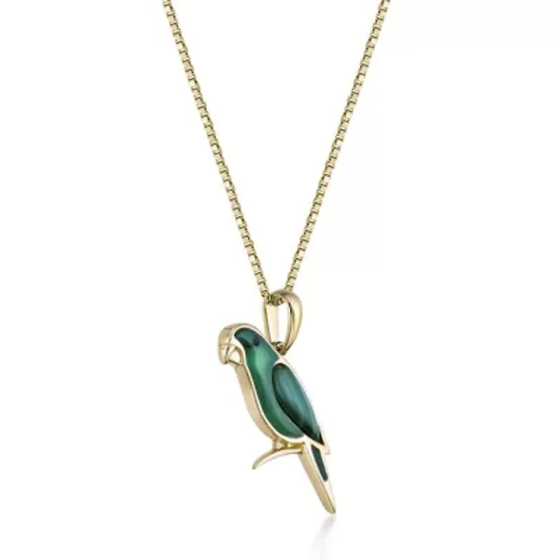 2.11 ct. t.w. Green Onyx and Malachite Bird Pendant in 2 Micron Gold Plated Silver