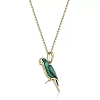2.11 ct. t.w. Green Onyx and Malachite Bird Pendant in 2 Micron Gold Plated Silver