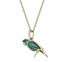 2.11 ct. t.w. Green Onyx and Malachite Bird Pendant in 2 Micron Gold Plated Silver