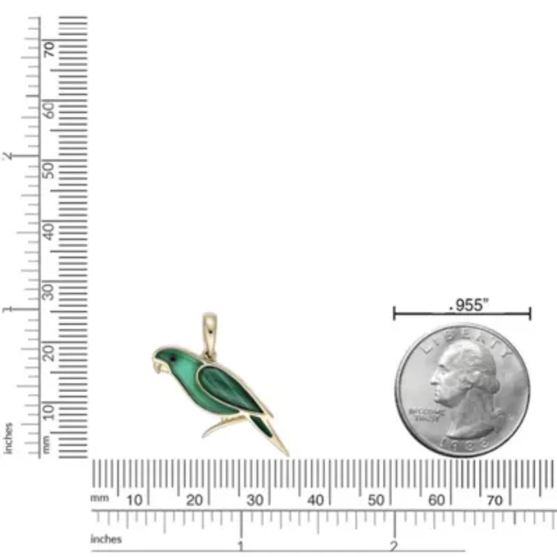 2.11 ct. t.w. Green Onyx and Malachite Bird Pendant in 2 Micron Gold Plated Silver