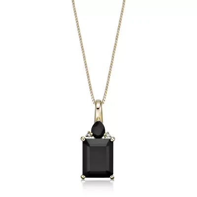 2.08 ct. t.w. Black Onyx and Diamond Accent Pendant Necklace in 10K Gold