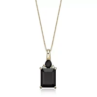 2.08 ct. t.w. Black Onyx and Diamond Accent Pendant Necklace in 10K Gold