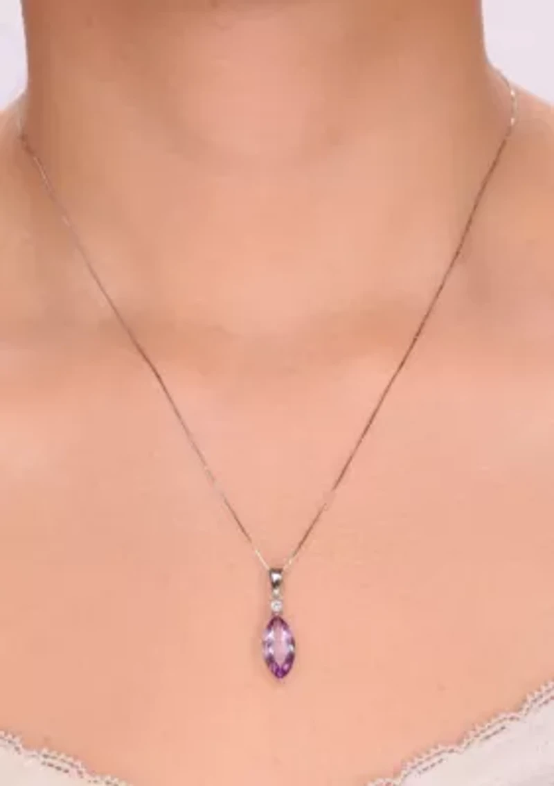 2 1/3 ct. t.w.Amethyst and Created White Sapphire Pendant Necklace in Sterling Silver