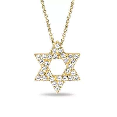Lab Created 1/3 ct. t.w. Created White Sapphire Star of David Pendant Necklace in 2 Micron Gold Plated Silver