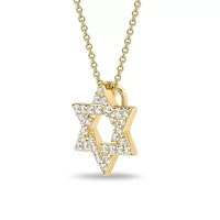 Lab Created 1/3 ct. t.w. Created White Sapphire Star of David Pendant Necklace in 2 Micron Gold Plated Silver
