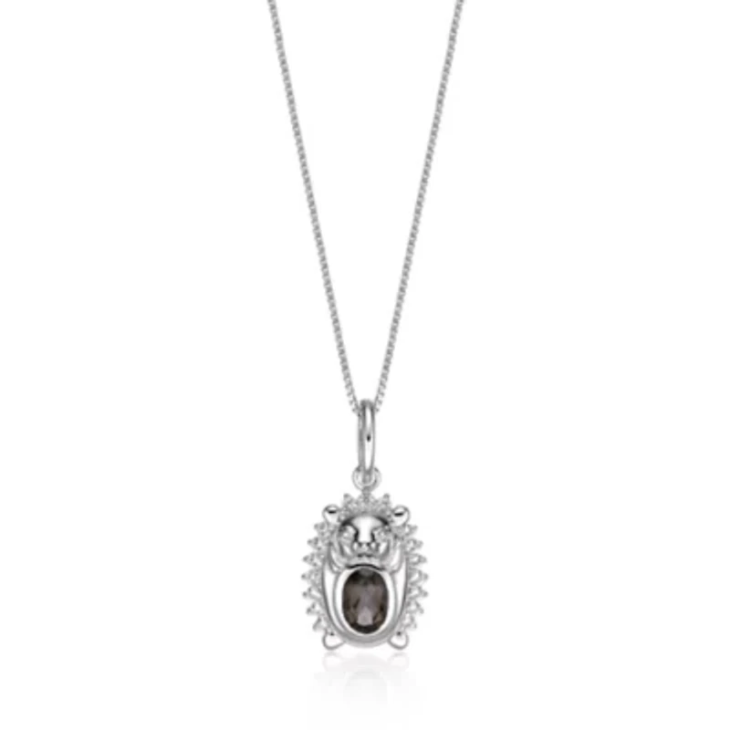 Sterling Silver Smokey Quartz and Lab-Created White Sapphire Pendant Necklace