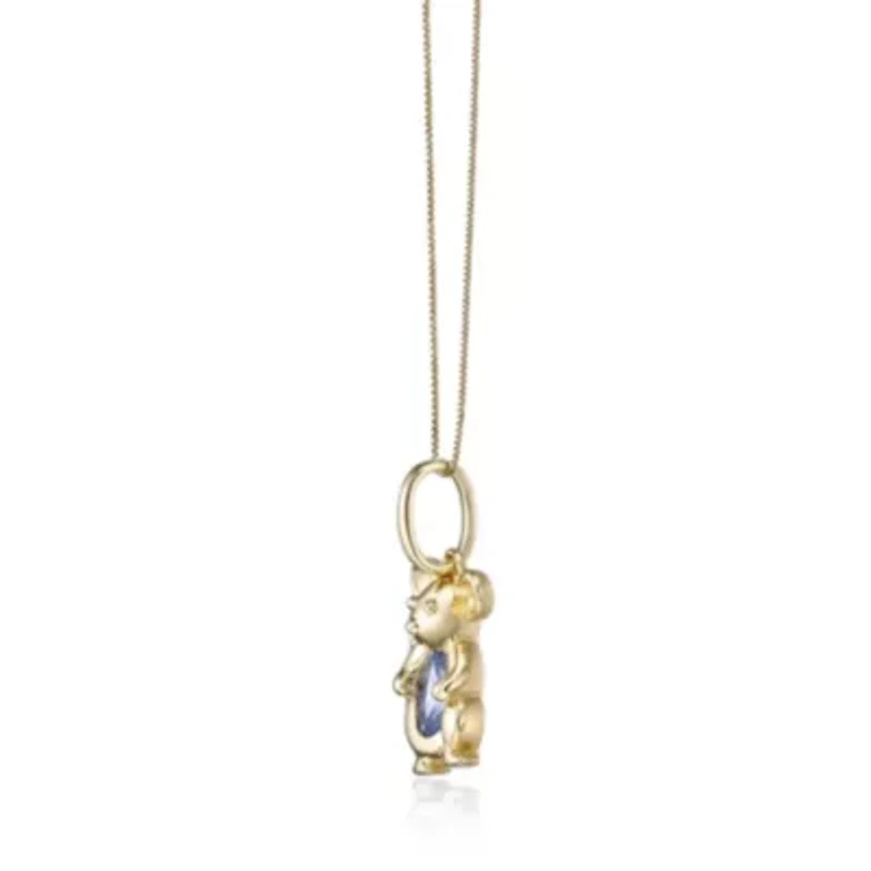 Gold Over Silver Lab-Created Aquamarine and Lab-Created White Sapphire Mouse Pendant Necklace