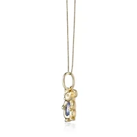 Gold Over Silver Lab-Created Aquamarine and Lab-Created White Sapphire Mouse Pendant Necklace