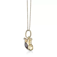 Gold Over Silver Smokey Quartz and Lab-Created White Sapphire Monkey Pendant Necklace