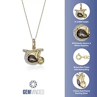 Gold Over Silver Smokey Quartz and Lab-Created White Sapphire Monkey Pendant Necklace