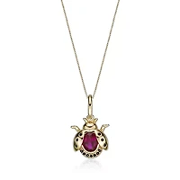 Gold Over Silver Lab-Created Ruby & Black Spinel Ladybug Pendant Necklace