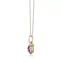 Gold Over Silver Lab-Created Ruby & Black Spinel Ladybug Pendant Necklace