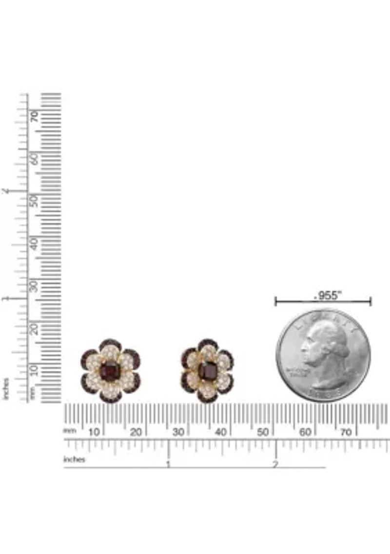 Garnet and White Topaz Earrings in 2 Micron Gold Plated Sterling Silver