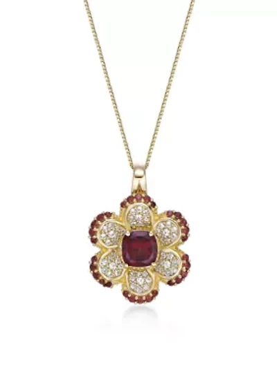 Garnet and White Topaz Pendant in 2 Micron Gold Plated Sterling Silver
