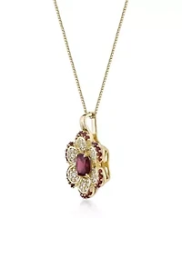 Garnet and White Topaz Pendant in 2 Micron Gold Plated Sterling Silver