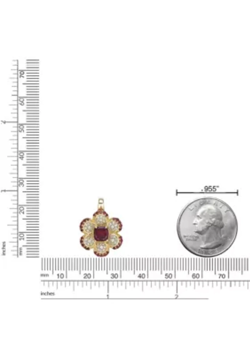 Garnet and White Topaz Pendant in 2 Micron Gold Plated Sterling Silver