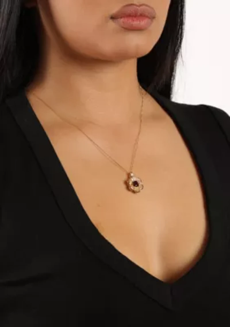 Garnet and White Topaz Pendant in 2 Micron Gold Plated Sterling Silver