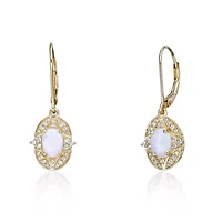 Gold Over Silver Lab-Created Opal & Lab-Created White Sapphire Earrings