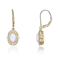 Gold Over Silver Lab-Created Opal & Lab-Created White Sapphire Earrings