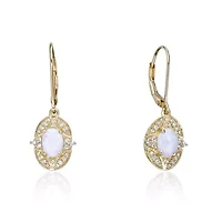 Gold Over Silver Lab-Created Opal & Lab-Created White Sapphire Earrings