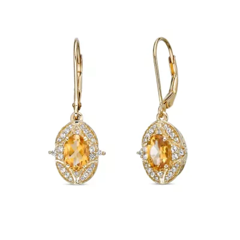 Gold Over Silver Citrine & Lab-Created White Sapphire Earrings