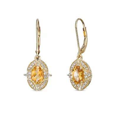 Gold Over Silver Citrine & Lab-Created White Sapphire Earrings