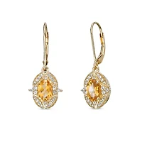 Gold Over Silver Citrine & Lab-Created White Sapphire Earrings