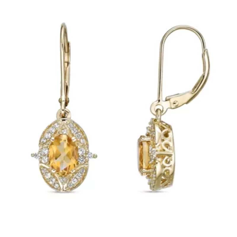 Gold Over Silver Citrine & Lab-Created White Sapphire Earrings
