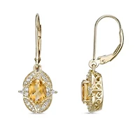 Gold Over Silver Citrine & Lab-Created White Sapphire Earrings