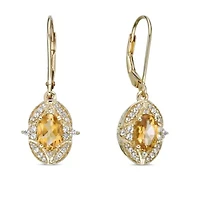 Gold Over Silver Citrine & Lab-Created White Sapphire Earrings