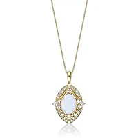 Gold Over Silver Lab-Created Opal & Lab-Created White Sapphire Pendant Necklace