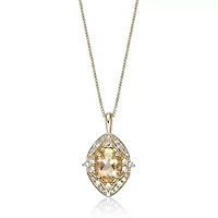 Gold Over Silver Citrine & Lab-Created White Sapphire Pendant Necklace