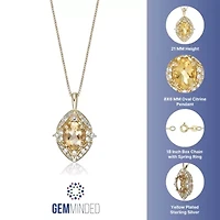 Gold Over Silver Citrine & Lab-Created White Sapphire Pendant Necklace