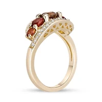 Gold-Plated Sterling Silver Smoky Quartz, Citrine & Lab-Created White Sapphire Graduated Bypass Ring
