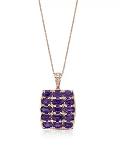 Amethyst and Created White Sapphire Pendant Necklace in 2 Micron Rose Gold Plated Sterling Silver