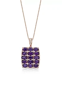 Amethyst and Created White Sapphire Pendant Necklace in 2 Micron Rose Gold Plated Sterling Silver