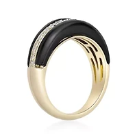 Sterling Silver Black Onyx & Lab-Created White Sapphire Ring