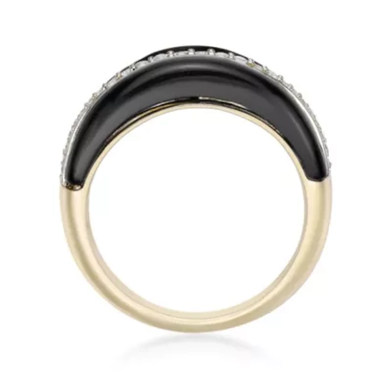 Sterling Silver Black Onyx & Lab-Created White Sapphire Ring