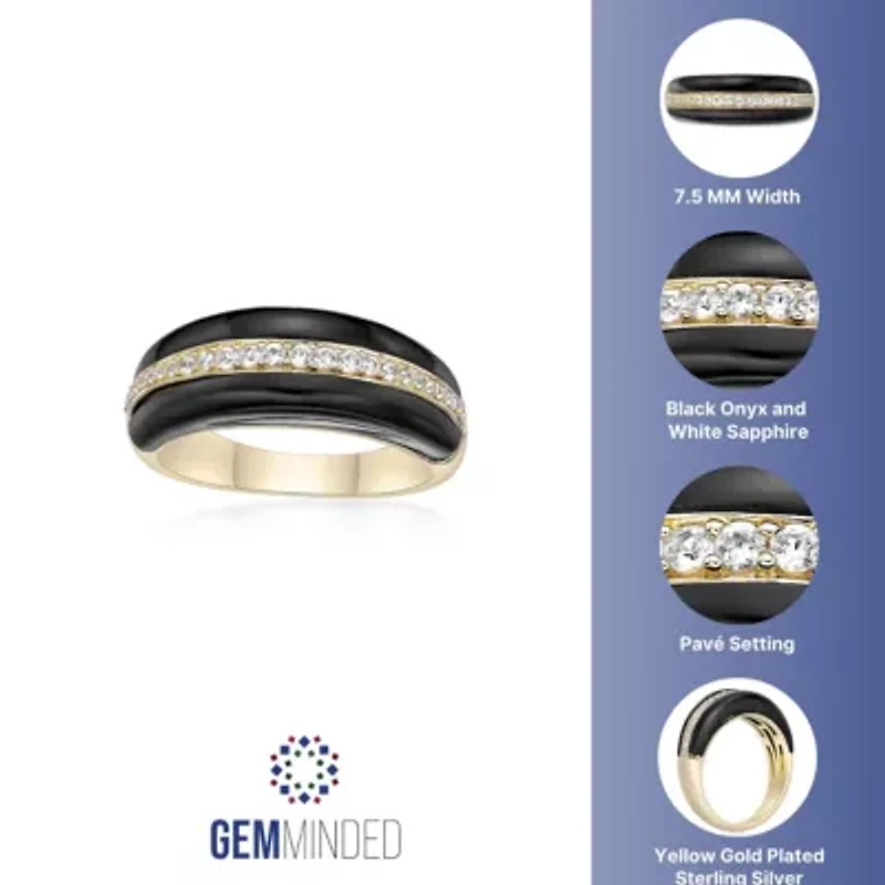 Sterling Silver Black Onyx & Lab-Created White Sapphire Ring