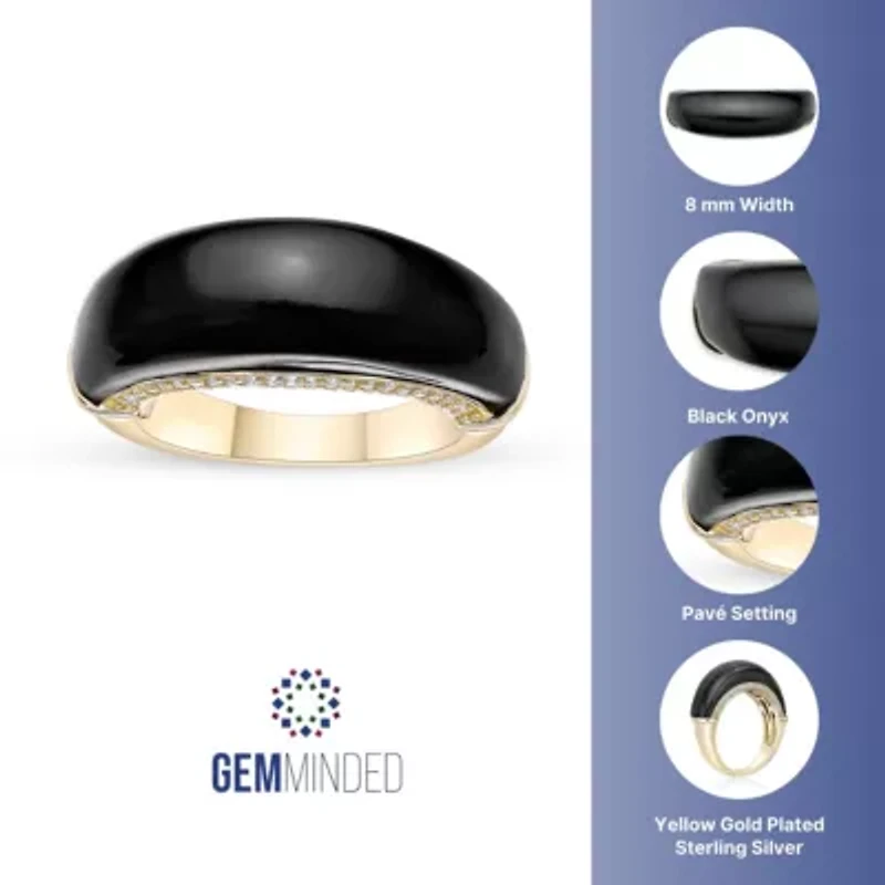 Sterling Silver Black Onyx & Lab-Created White Sapphire Ring