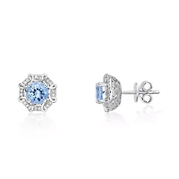 10K White Gold Aquamarine & 1/8 Carat T.W. Diamond Earrings