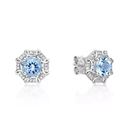 10K White Gold Aquamarine & 1/8 Carat T.W. Diamond Earrings