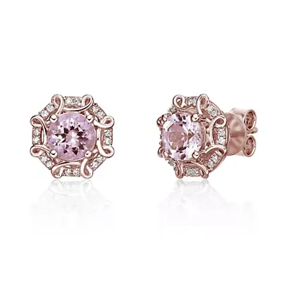 1.8 ct. t.w. Morganite and 1/8 ct. t.w. Diamond Earrings in 10K Rose Gold