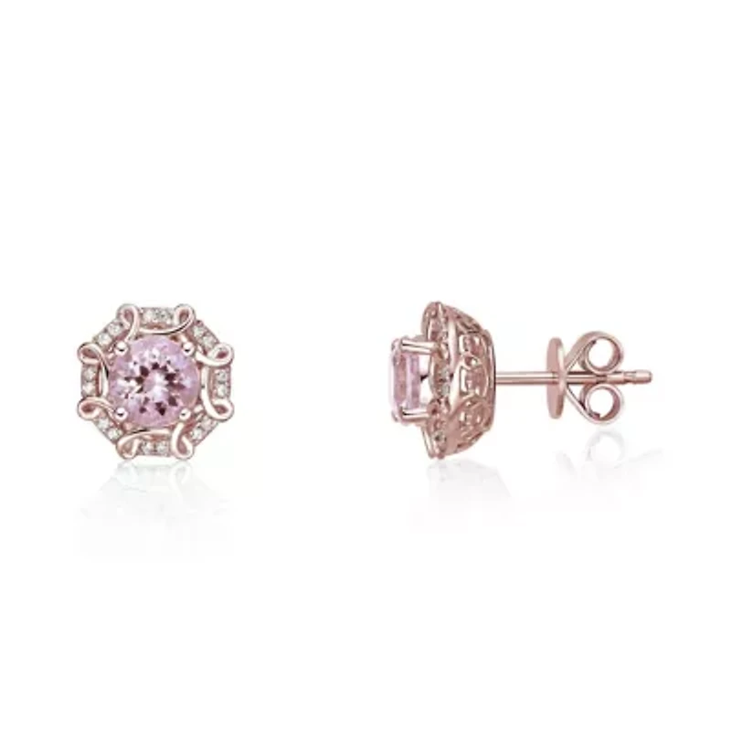 1.8 ct. t.w. Morganite and 1/8 ct. t.w. Diamond Earrings in 10K Rose Gold