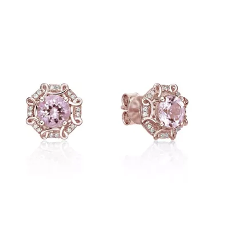 1.8 ct. t.w. Morganite and 1/8 ct. t.w. Diamond Earrings in 10K Rose Gold