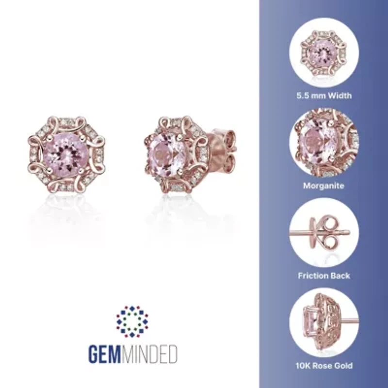 1.8 ct. t.w. Morganite and 1/8 ct. t.w. Diamond Earrings in 10K Rose Gold