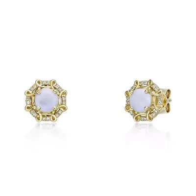 10K Gold Opal & 1/8 Carat T.W. Diamond Earrings