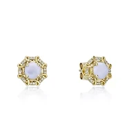 10K Gold Opal & 1/8 Carat T.W. Diamond Earrings