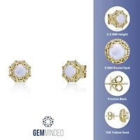 10K Gold Opal & 1/8 Carat T.W. Diamond Earrings